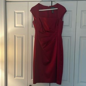 VGUC Lauren by Ralph Lauren red cap sleeve satin dress size 8